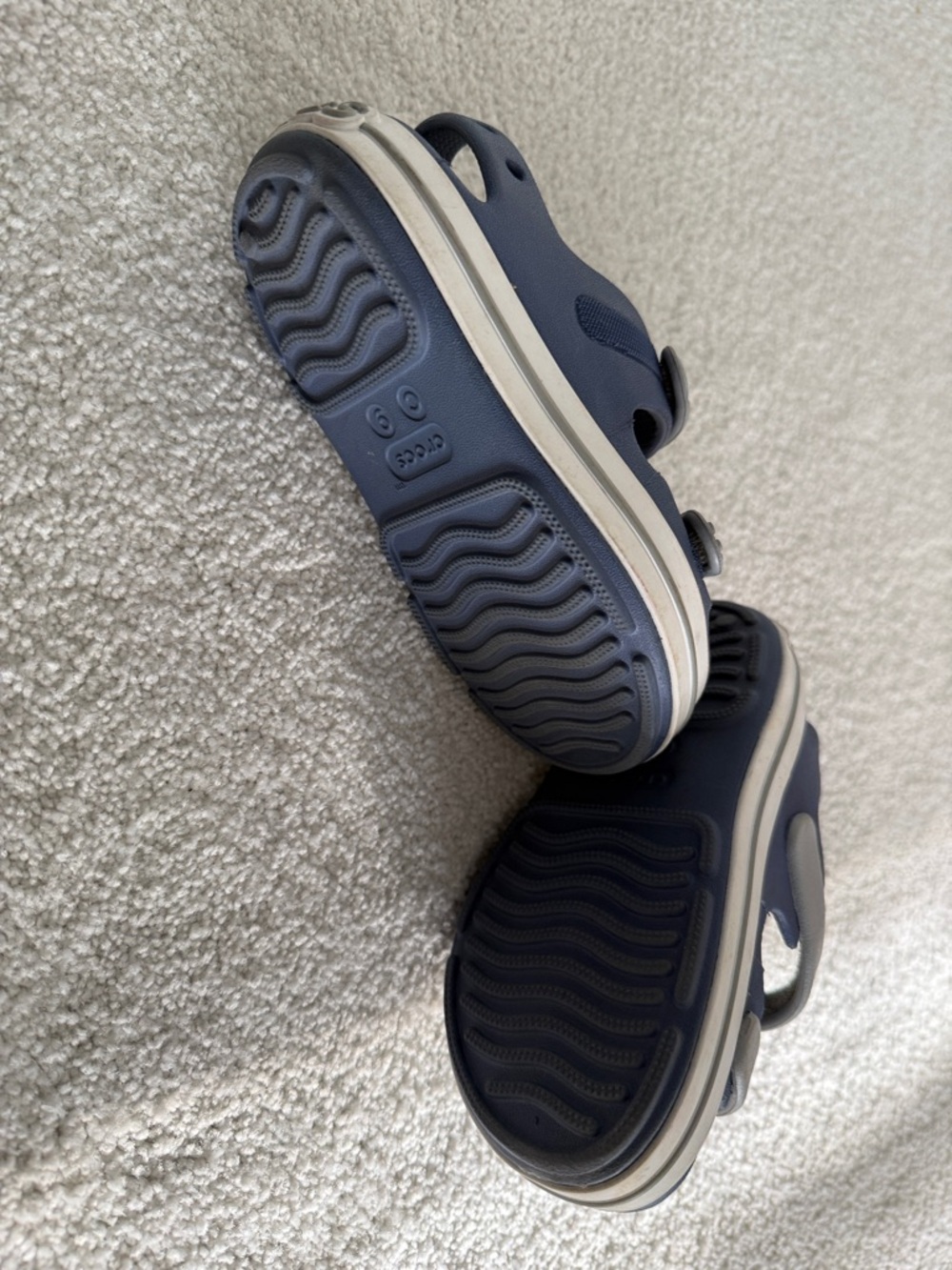 CROCS Kids Navy and Light Gray Adjustable Double-Strap Sandals - Picture 2 of 2